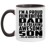 Proud Film Editor Dad Of Awesome Son - 11oz Accent Mug Black