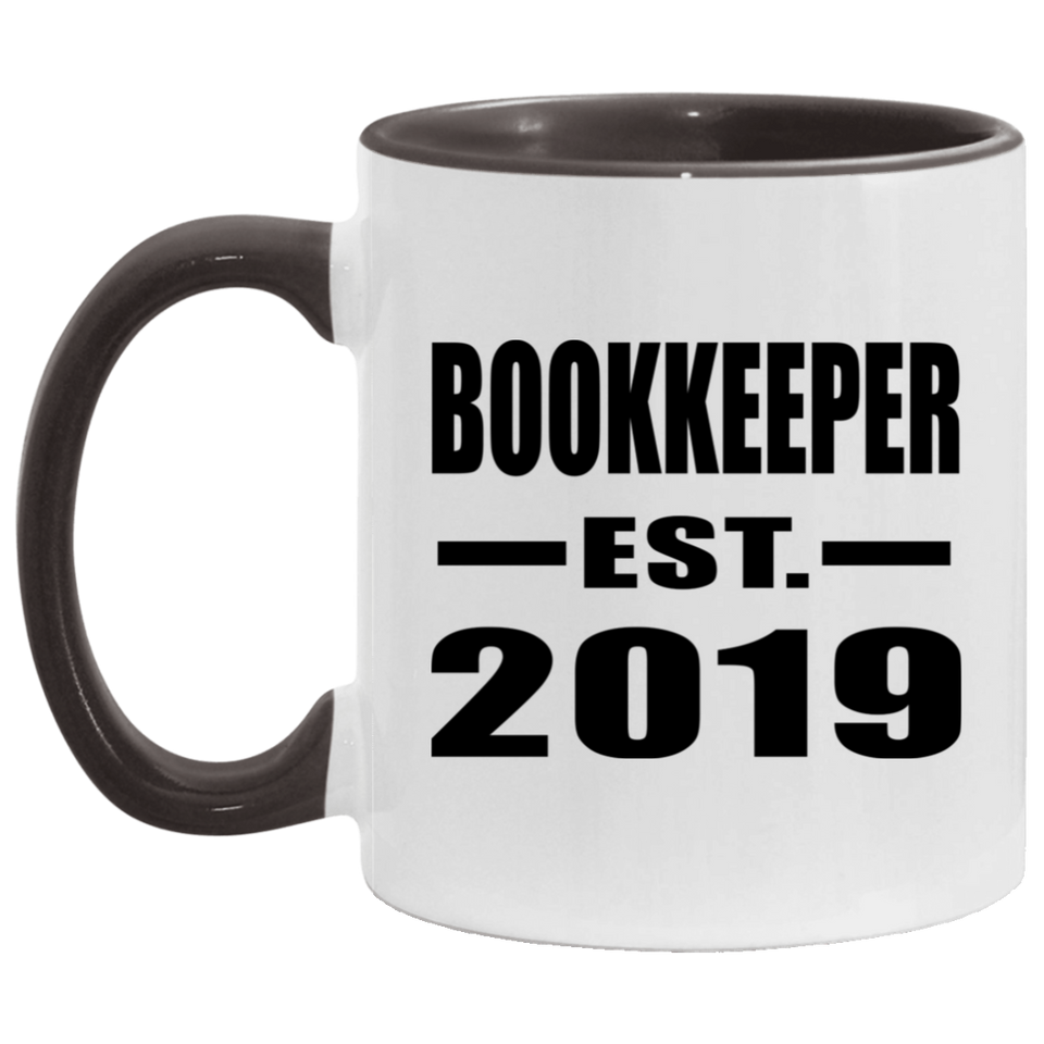 Bookkeeper Established EST. 2019 - 11oz Accent Mug Black