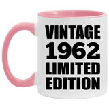 62nd Birthday Vintage 1962 Limited Edition - 11oz Accent Mug Pink