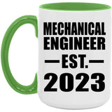 Mechanical Engineer Established EST. 2023 - 15oz Accent Mug Green