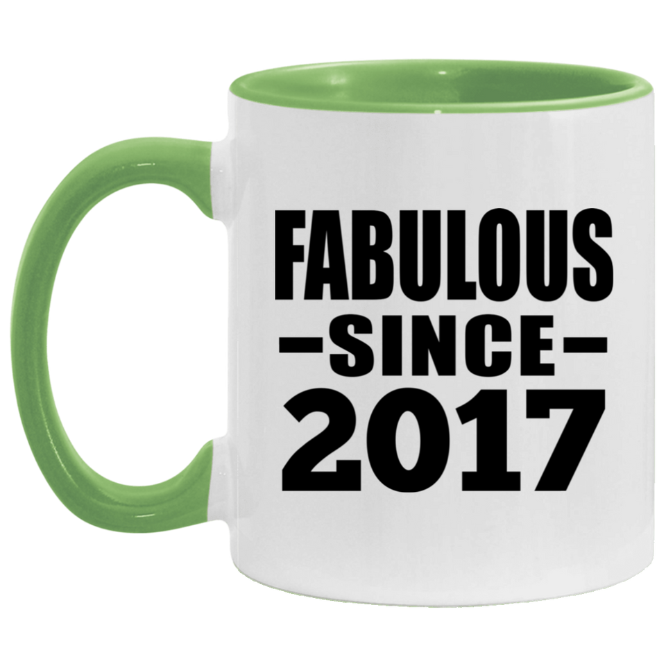 7th Birthday Fabulous Since 2017 - 11oz Accent Mug Green