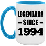 30th Birthday Legendary Since 1994 - 15oz Accent Mug Blue