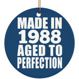 36th Birthday Made In 1988 Aged to Perfection - Circle Ornament