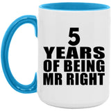 5th Anniversary 5 Years Of Being Mr Right - 15oz Accent Mug Blue