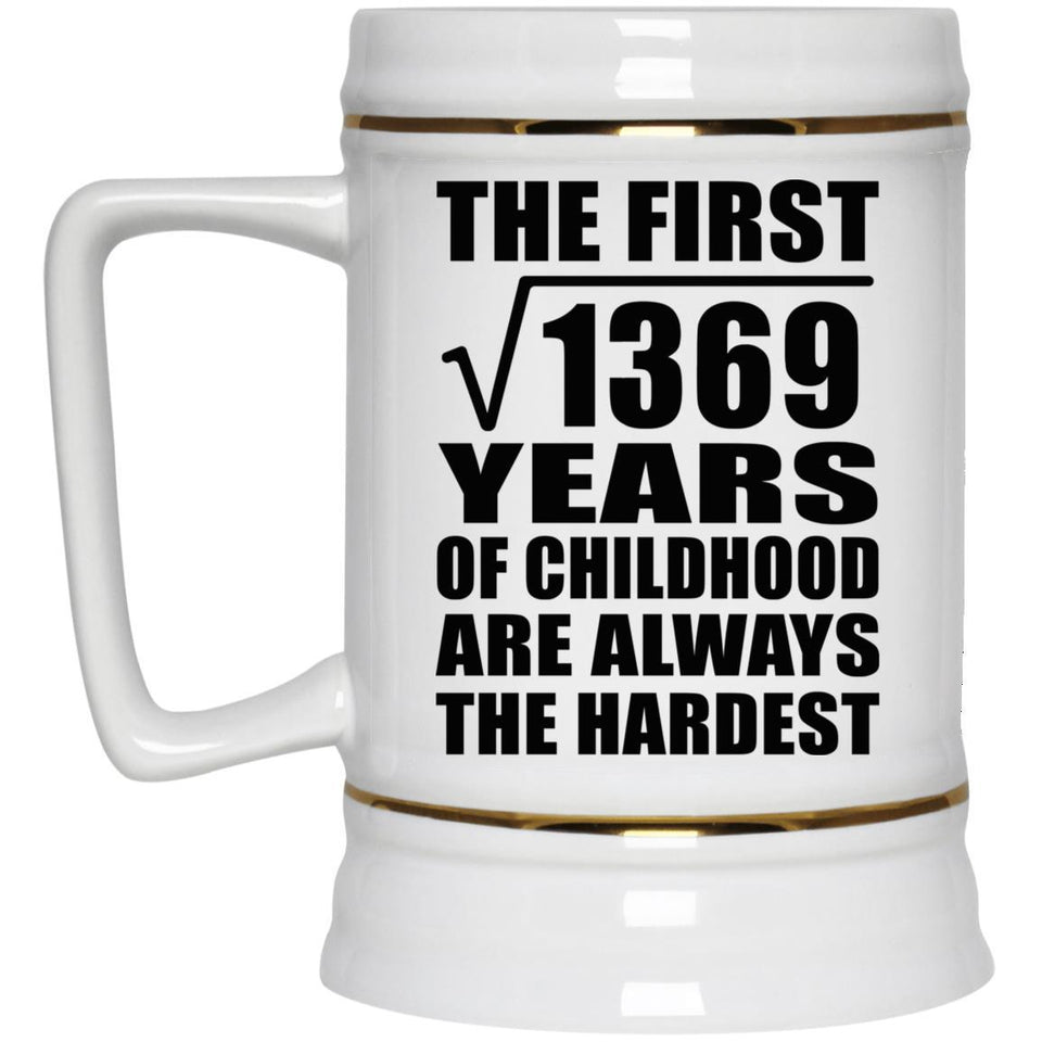 37th Birthday Square Root of 1369 Years of Childhood - Beer Stein