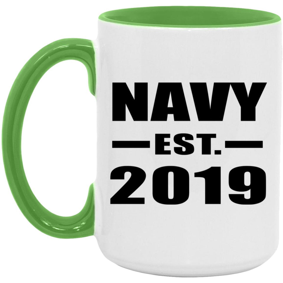 Navy Established EST. 2019 - 15oz Accent Mug Green
