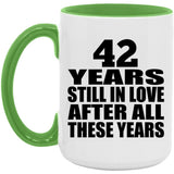 42nd Anniversary 42 Years Still In Love After These Years - 15oz Accent Mug Green