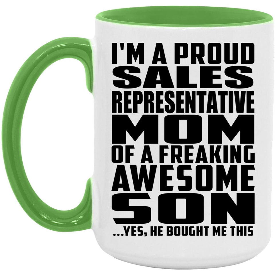 Proud Sales Representative Mom Of Awesome Son - 15oz Accent Mug Green