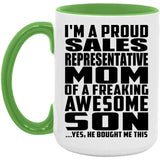 Proud Sales Representative Mom Of Awesome Son - 15oz Accent Mug Green