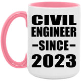 Civil Engineer Since 2023 - 15oz Accent Mug Pink