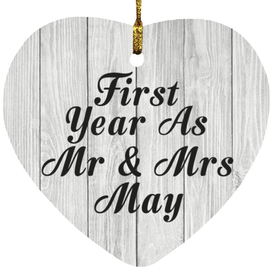 First Year As Mr & Mrs May - Heart Ornament F