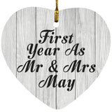 First Year As Mr & Mrs May - Heart Ornament F