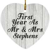 First Year As Mr & Mrs Stephens - Heart Ornament F