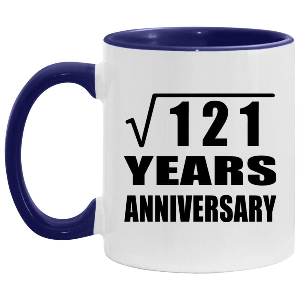 11th Anniversary Square Root of 121 Years Anniversary - 11oz Accent Mug Purple