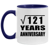 11th Anniversary Square Root of 121 Years Anniversary - 11oz Accent Mug Purple