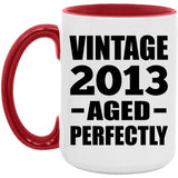 11th Birthday Vintage 2013 Aged Perfectly - 15oz Accent Mug Red