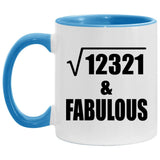 111th Birthday Square Root of 12321 & Fabulous - 11oz Accent Mug Blue