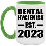 Dental Hygienist Established EST. 2023 - 15oz Accent Mug Green