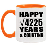 Happy 65th Anniversary Square Root of 4225 Years & Counting - 11oz Accent Mug Orange