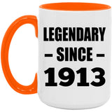 111th Birthday Legendary Since 1913 - 15oz Accent Mug Orange