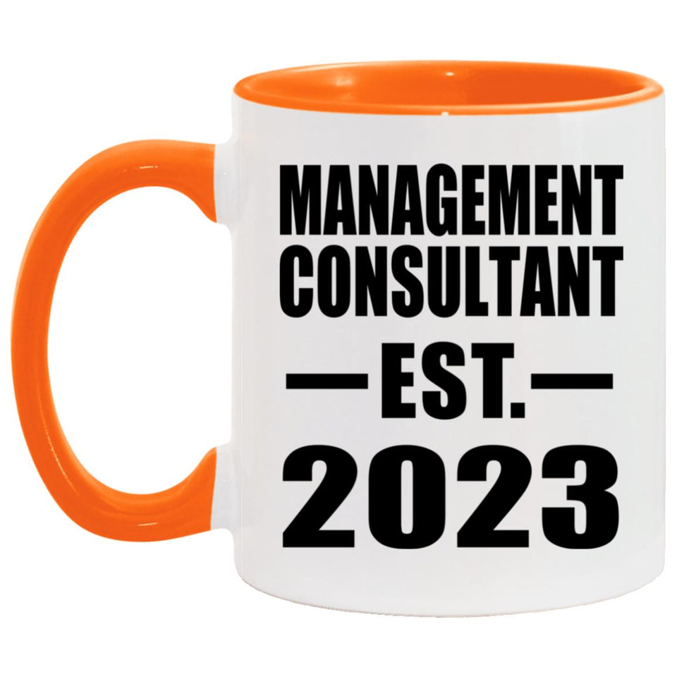 Management Consultant Established EST. 2023 - 11oz Accent Mug Orange