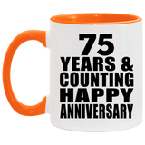 Happy 75th Anniversary 75 Years & Counting - 11oz Accent Mug Orange