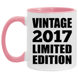7th Birthday Vintage 2017 Limited Edition - 11oz Accent Mug Pink