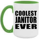 Coolest Janitor Ever - 15oz Accent Mug Green