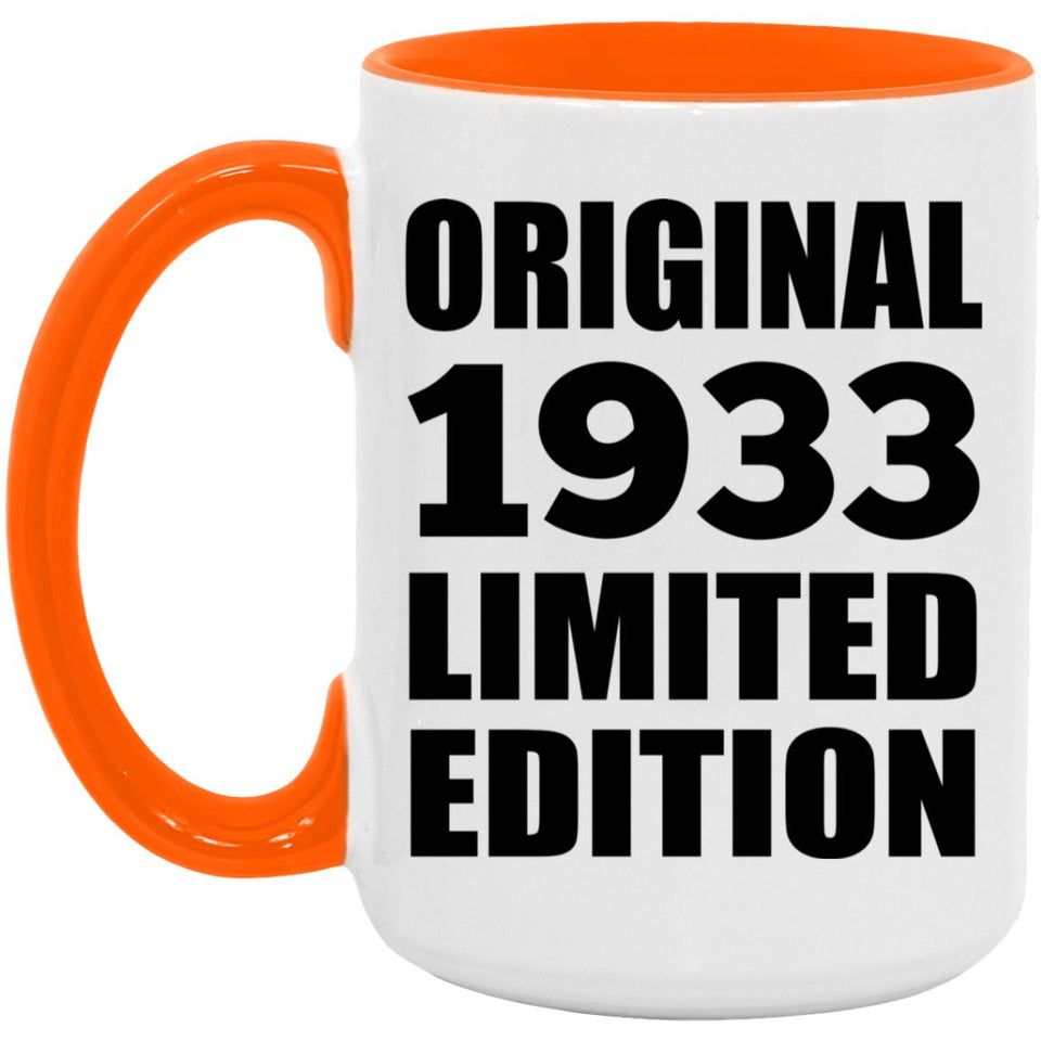 91st Birthday Original 1933 Limited Edition - 15oz Accent Mug Orange