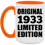91st Birthday Original 1933 Limited Edition - 15oz Accent Mug Orange