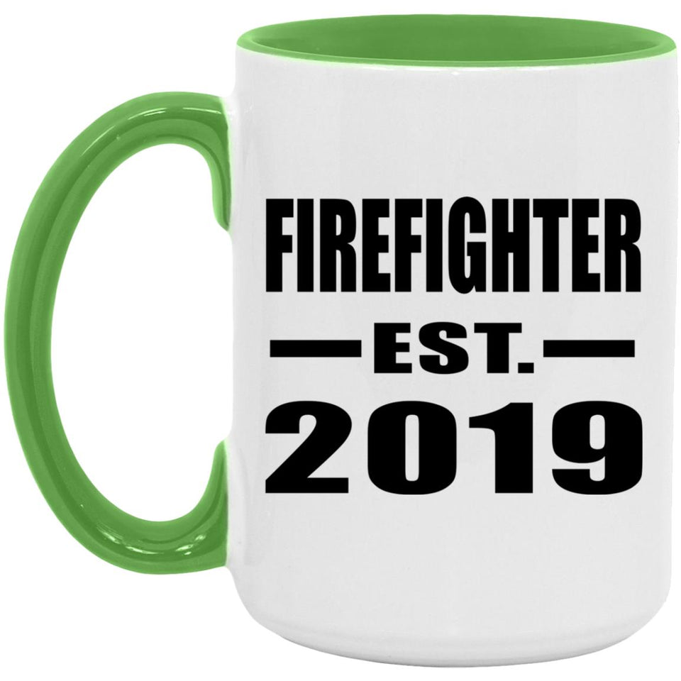 Firefighter Established EST. 2019 - 15oz Accent Mug Green