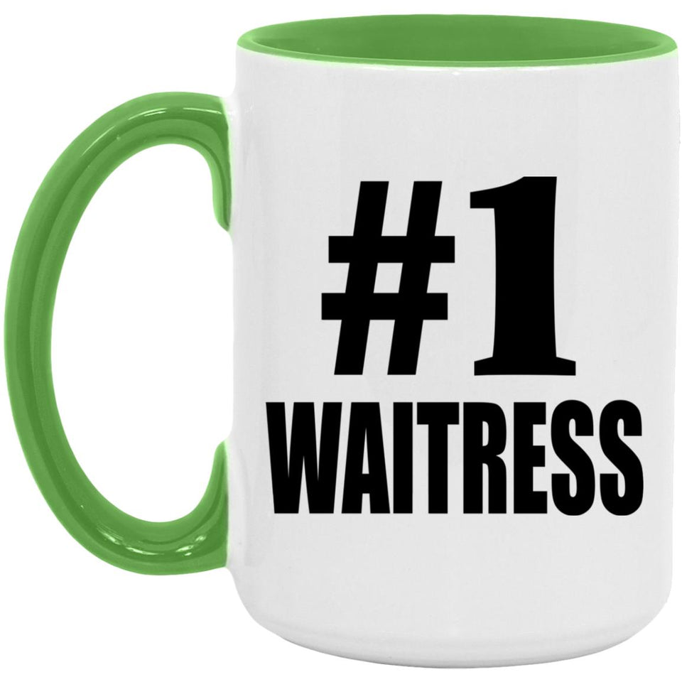 Number One #1 Waitress - 15oz Accent Mug Green