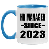 HR Manager Since 2023 - 11oz Accent Mug Blue