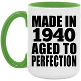 84th Birthday Made In 1940 Aged to Perfection - 15oz Accent Mug Green