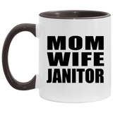 Mom Wife Janitor - 11oz Accent Mug Black