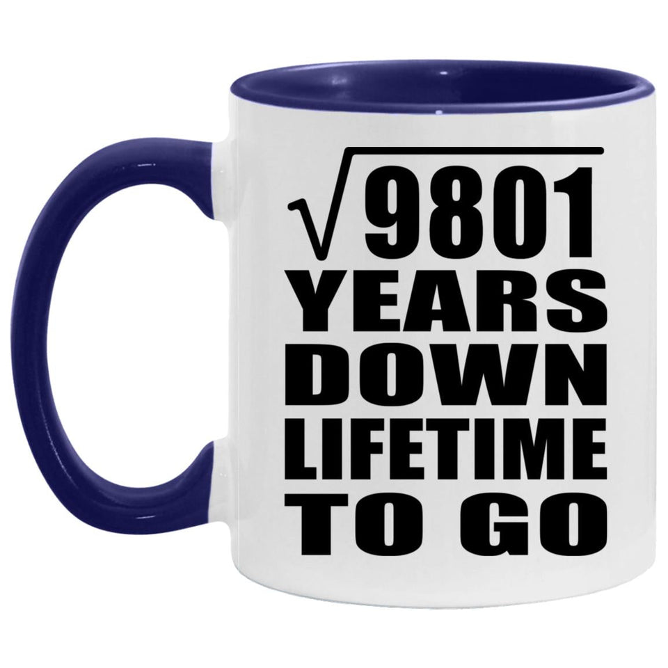 99th Anniversary Square Root of 9801 Years Lifetime To Go - 11oz Accent Mug Purple