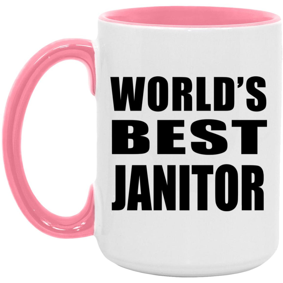 World's Best Janitor - 15oz Accent Mug Pink