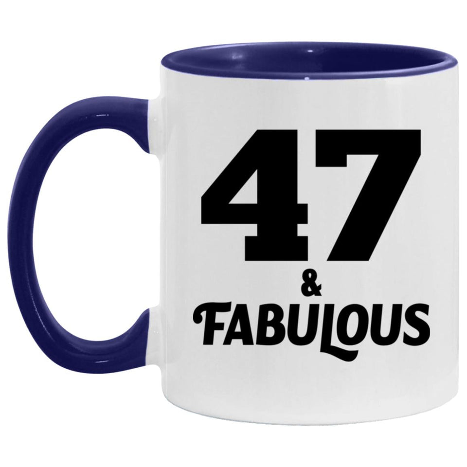 47th Birthday 47 & Fabulous - 11oz Accent Mug Purple