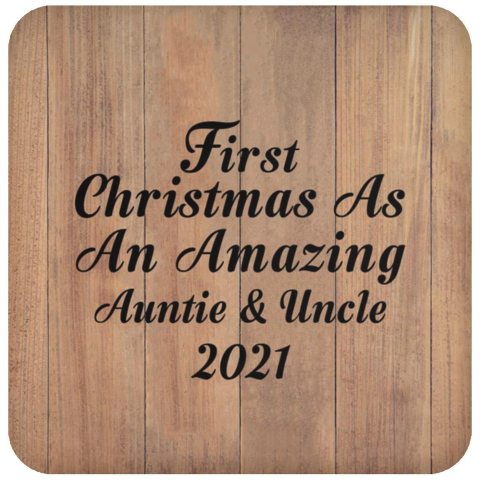 First Christmas As An Amazing Auntie & Uncle 2021 - Drink Coaster C