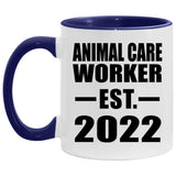 Animal Care Worker Established Est. 2022 - 11oz Accent Mug Purple