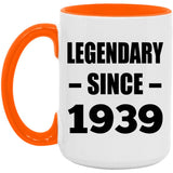 85th Birthday Legendary Since 1939 - 15oz Accent Mug Orange