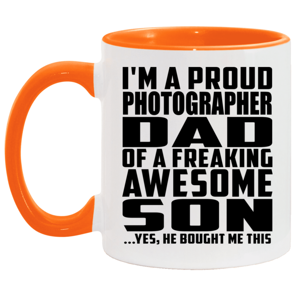 Proud Photographer Dad Of Awesome Son - 11oz Accent Mug Orange