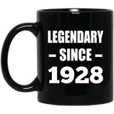 96th Birthday Legendary Since 1928 - 11oz Coffee Mug Black