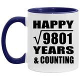 Happy 99th Anniversary Square Root of 9801 Years & Counting - 11oz Accent Mug Purple