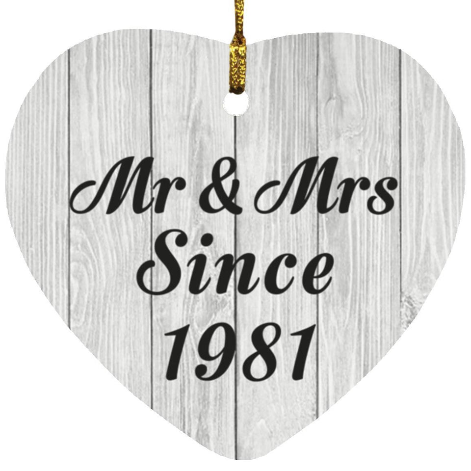 43rd Anniversary Mr & Mrs Since 1981 - Heart Ornament F