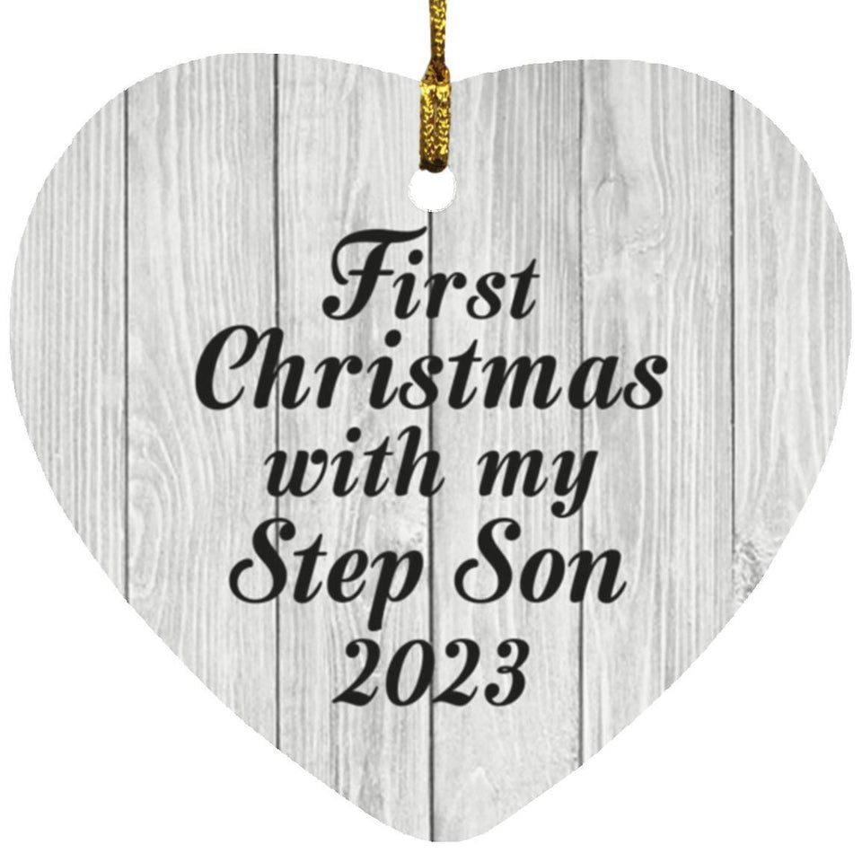 First Christmas With My Step Son 2023 - Heart Ornament F