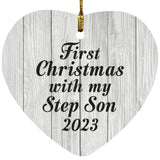 First Christmas With My Step Son 2023 - Heart Ornament F