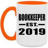 Bookkeeper Established EST. 2019 - 15oz Accent Mug Orange