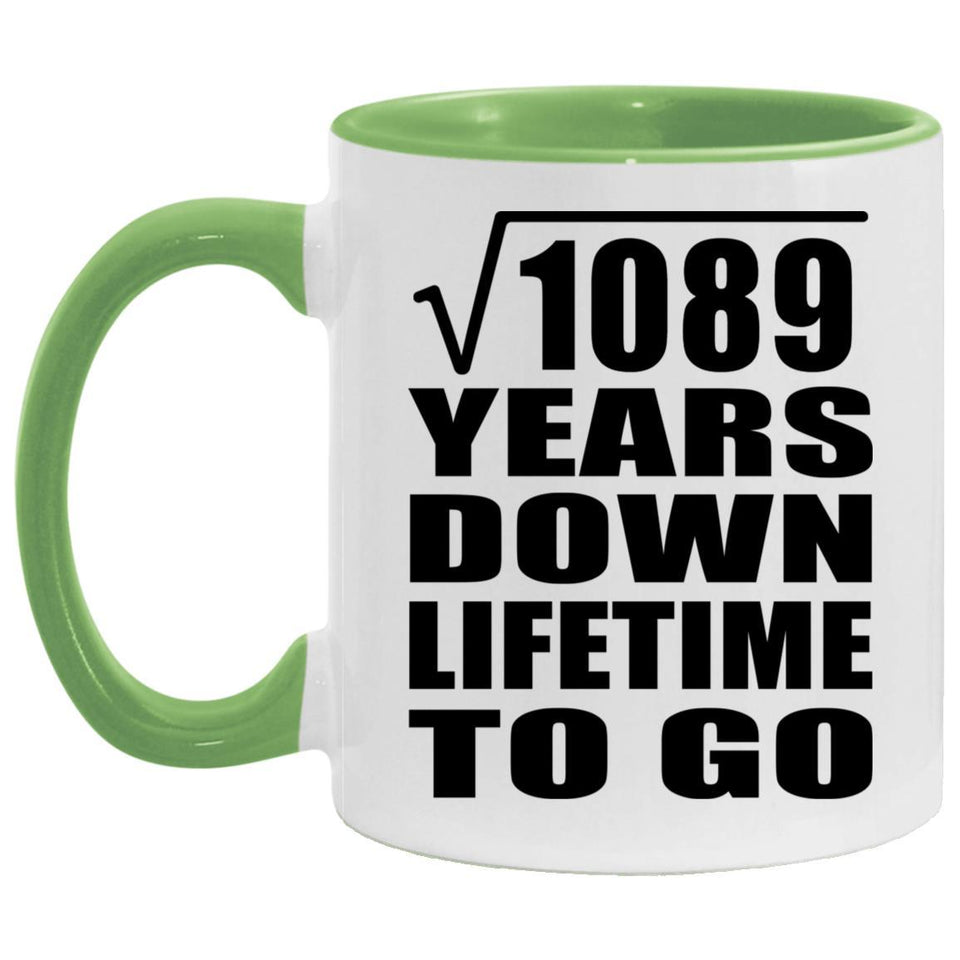 33rd Anniversary Square Root of 1089 Years Lifetime To Go - 11oz Accent Mug Green