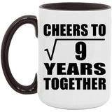 3rd Anniversary Cheers To Square Root of 9 Years Together - 15oz Accent Mug Black